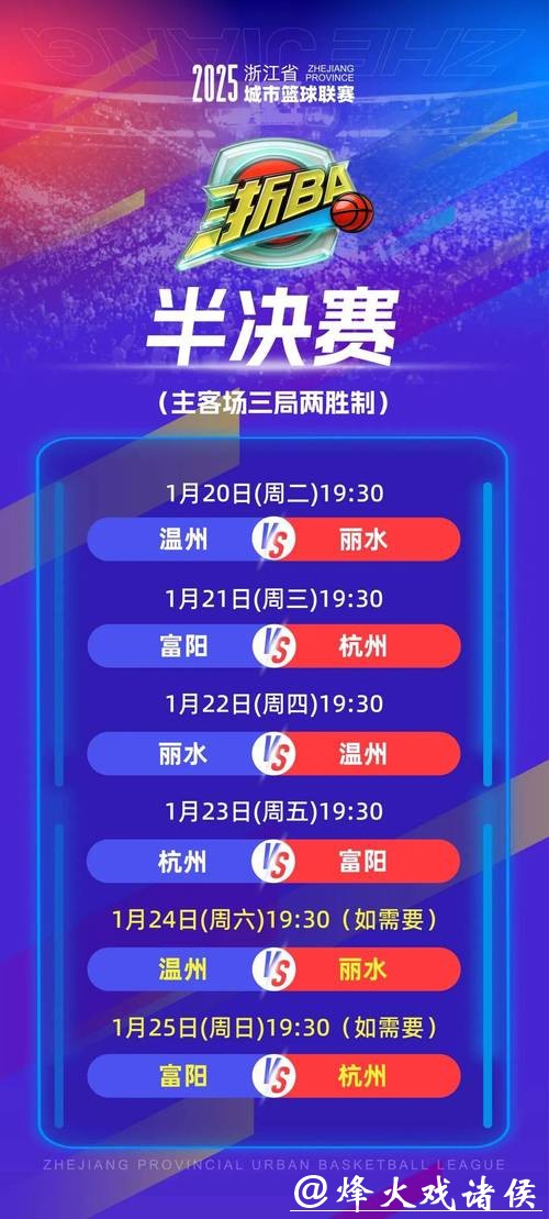 温州队VS丽水队！半决赛第三轮门票1月23日开售！